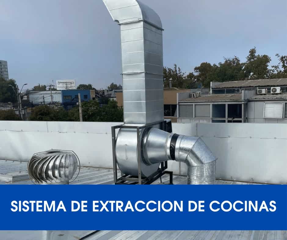 Sistema de extracción de cocina instalado en azotea con ducto y extractor centrífugo
